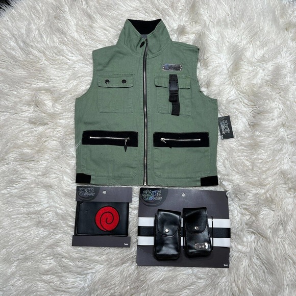 NARUTO SHIPPUDEN KAKASHI JONIN VEST WOMENS ARM BAND AND LEG BELT COSPLAY - Picture 1 of 6